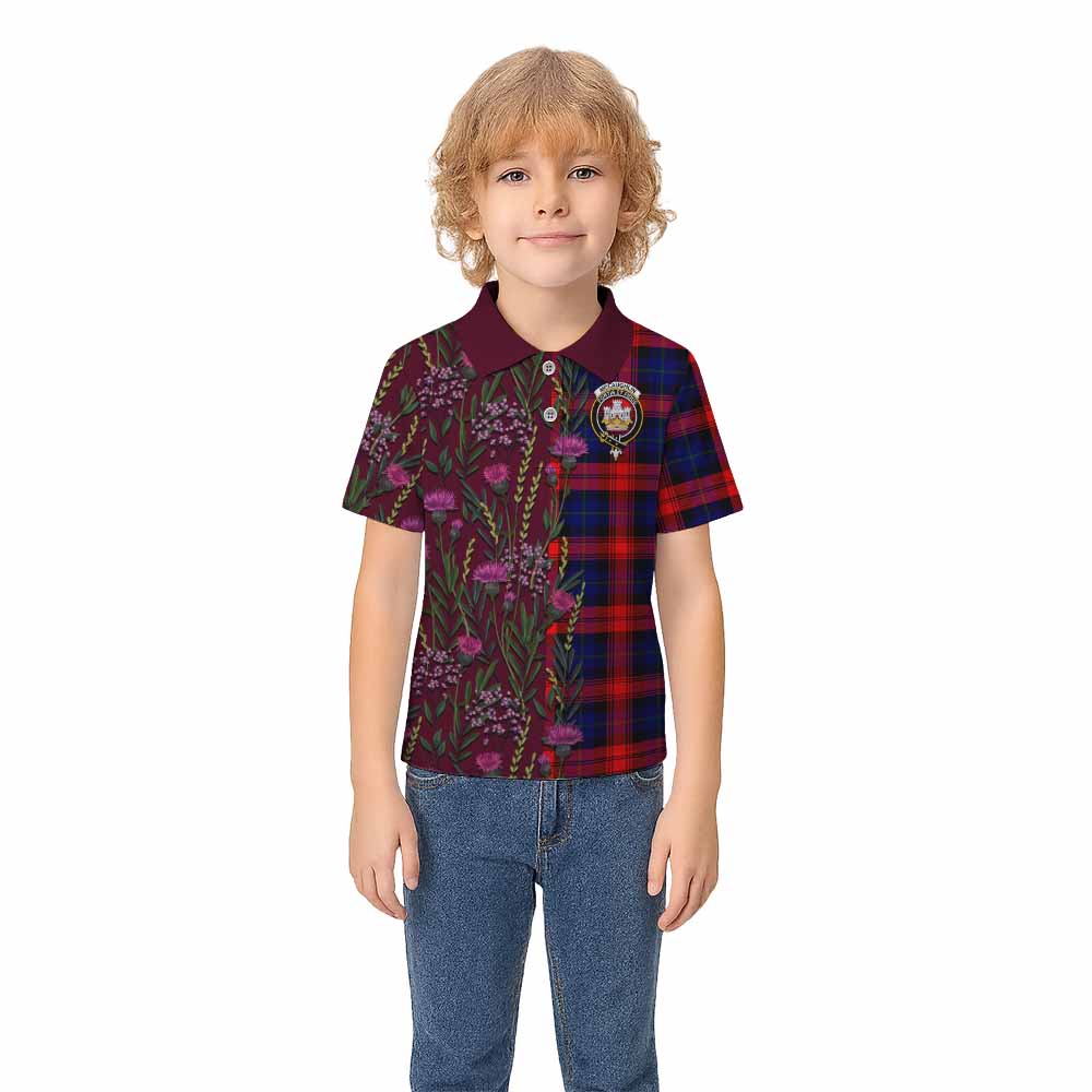 McLaughlin Family Crest Tartan Kid Polo Shirt Scottish Thistle Flower Pattern Half Style - Tartan Vibes Clothing