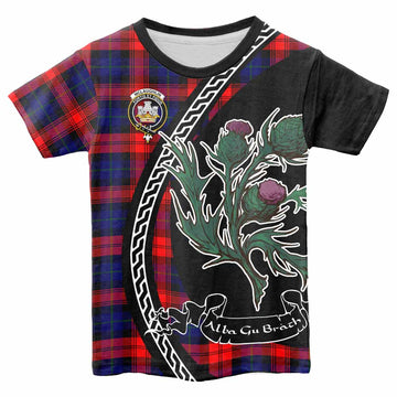McLaughlin Family Crest Tartan Kid T-shirt Alba Thistle Inspired