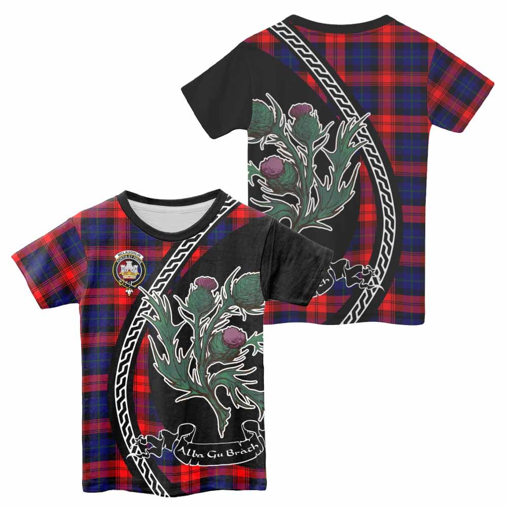 McLaughlin Family Crest Tartan Kid T-shirt Alba Thistle Inspired - Tartan Vibes Clothing