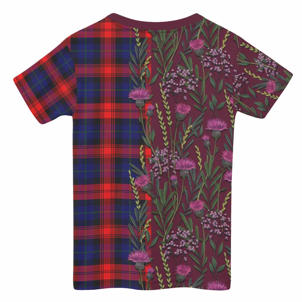 McLaughlin Family Crest Tartan Kid T-shirt Scottish Thistle Flower Pattern Half Style - Tartan Vibes Clothing