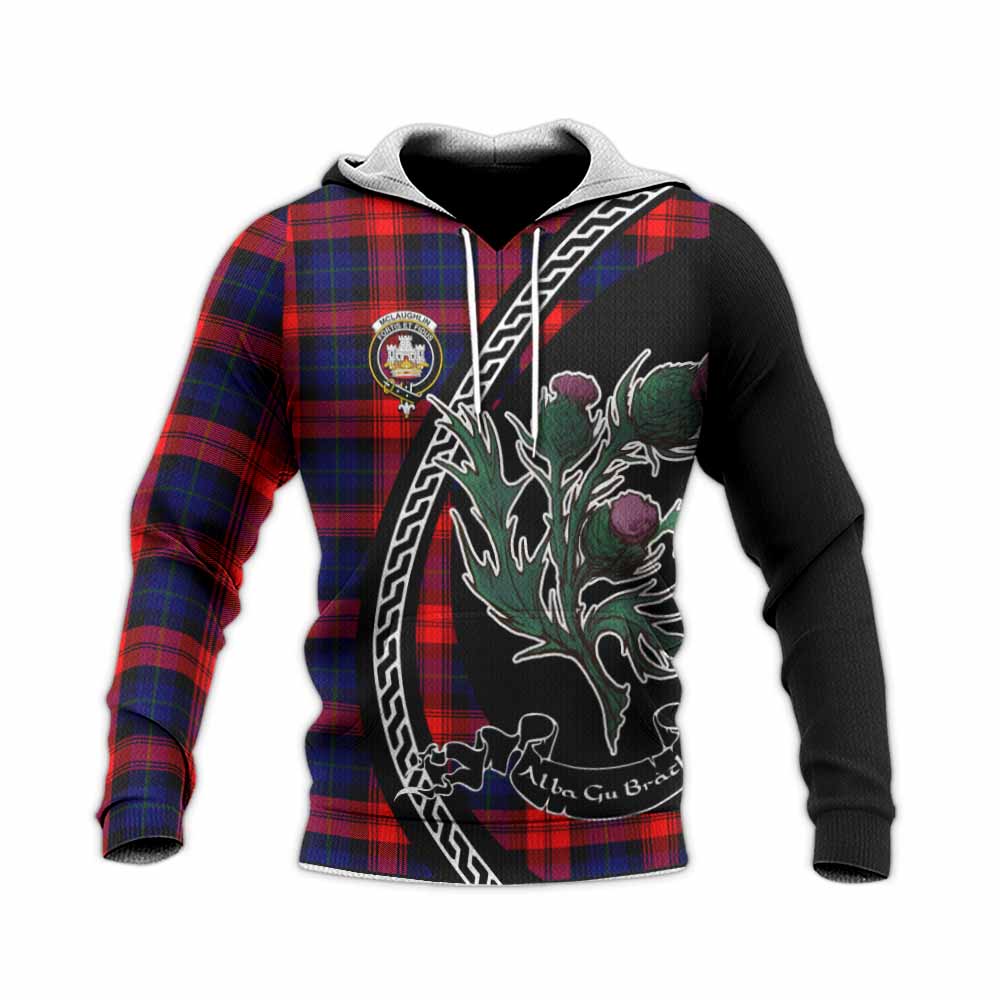 McLaughlin Family Crest Tartan Knitted Hoodie Alba Thistle Inspired - Tartan Vibes Clothing