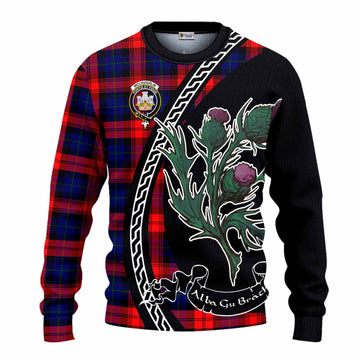 McLaughlin Family Crest Tartan Knitted Sweater Alba Thistle Inspired