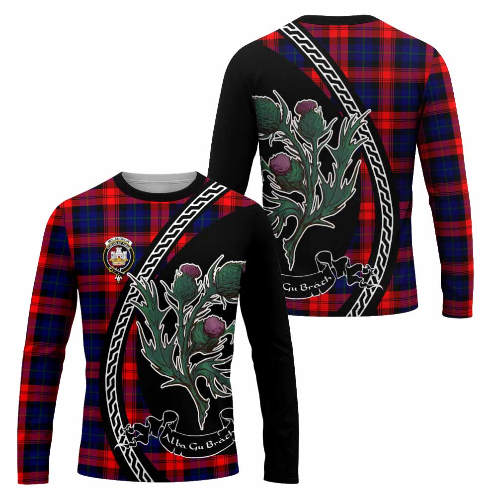 McLaughlin Family Crest Tartan Long Sleeve T-Shirt Alba Thistle Inspired - Tartan Vibes Clothing