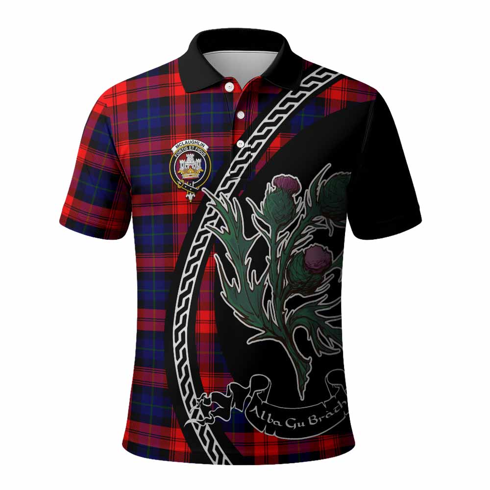 McLaughlin Family Crest Tartan Polo Shirt Alba Thistle Inspired - Tartan Vibes Clothing