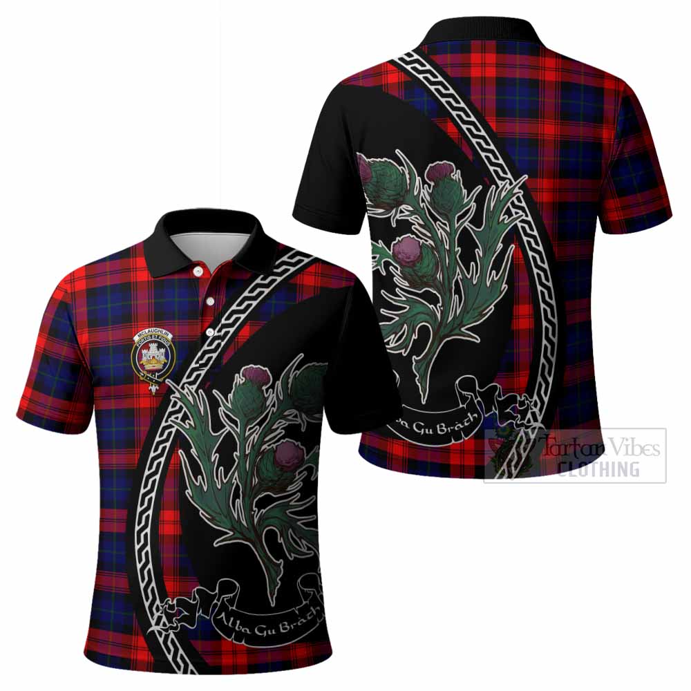 McLaughlin Family Crest Tartan Polo Shirt Alba Thistle Inspired - Tartan Vibes Clothing