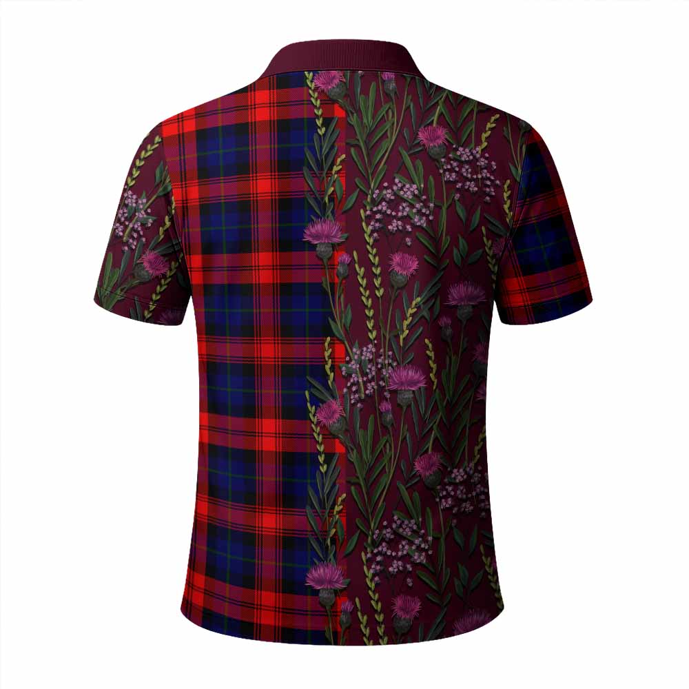 McLaughlin Family Crest Tartan Polo Shirt Scottish Thistle Flower Pattern Half Style - Tartan Vibes Clothing