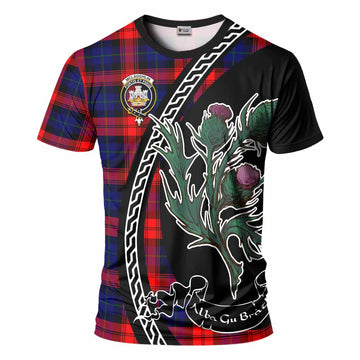 McLaughlin Family Crest Tartan T-Shirt Alba Thistle Inspired