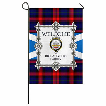 Mclaughlin Family Crest Tartan Welcome Garden Flag Saltire Harmony Style