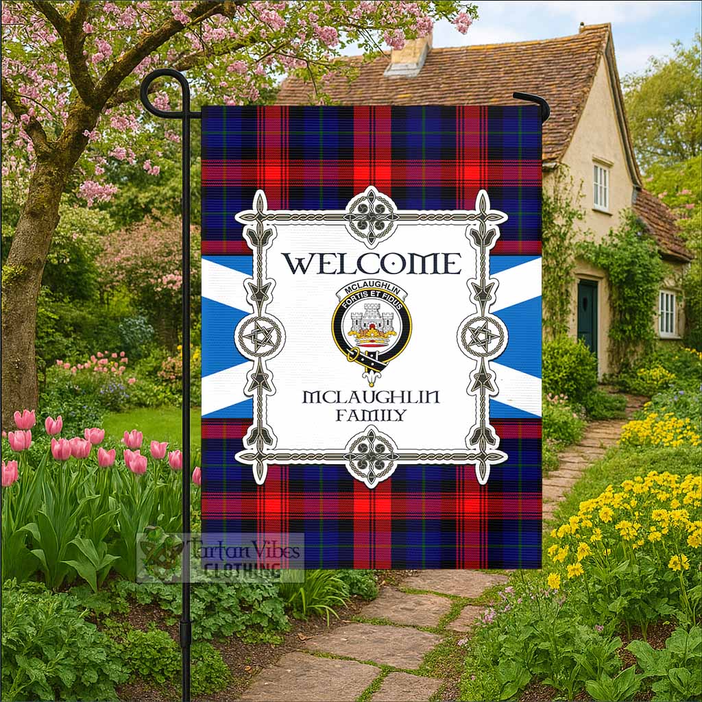 Mclaughlin Family Crest Tartan Welcome Garden Flag Saltire Harmony Style - Tartan Vibes Clothing