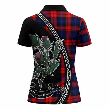 McLaughlin Family Crest Tartan Women Polo Shirt Alba Thistle Inspired