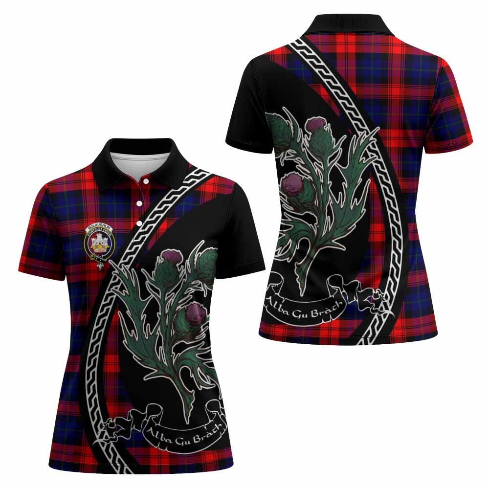 McLaughlin Family Crest Tartan Women Polo Shirt Alba Thistle Inspired - Tartan Vibes Clothing