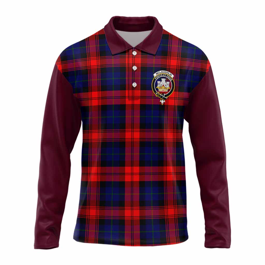 McLaughlin Tartan Accent Long Sleeve Polo Shirt with Family Crest