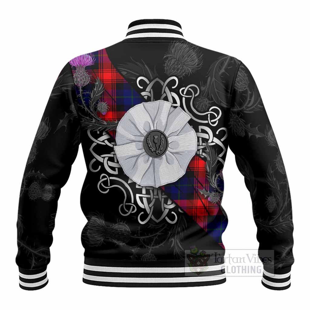 McLaughlin Tartan Baseball Jacket Jacobite White Rose - Tartan Vibes Clothing