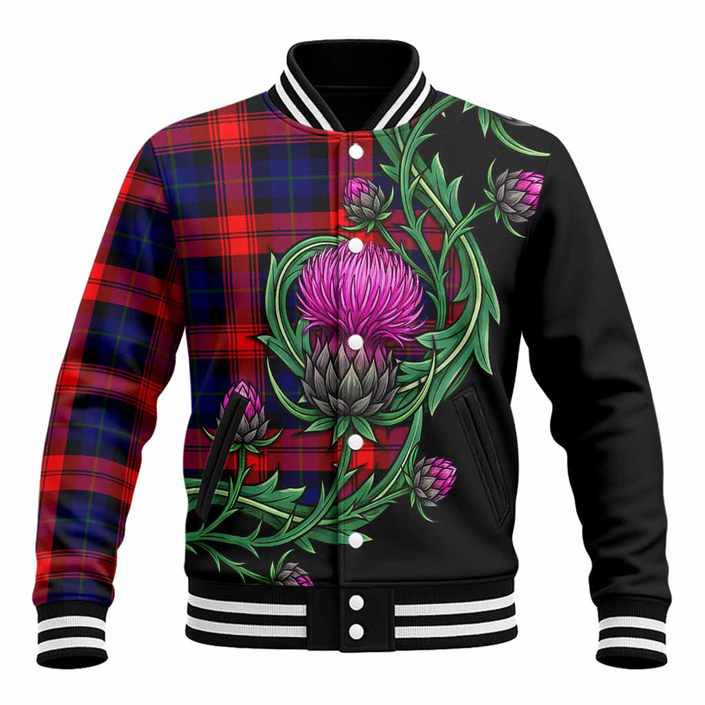 McLaughlin Tartan Baseball Jacket Resilient Scottish Thistle Unisex - Tartan Vibes Clothing
