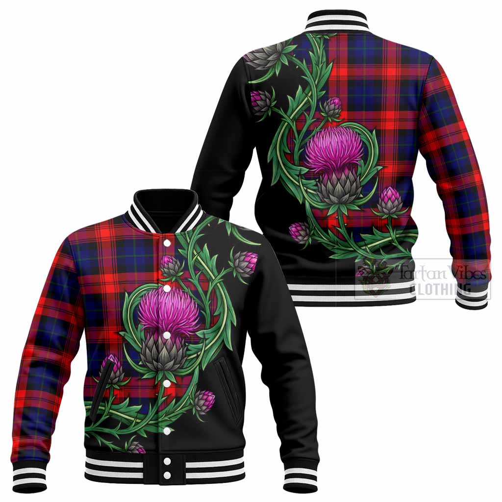 McLaughlin Tartan Baseball Jacket Resilient Scottish Thistle - Tartan Vibes Clothing