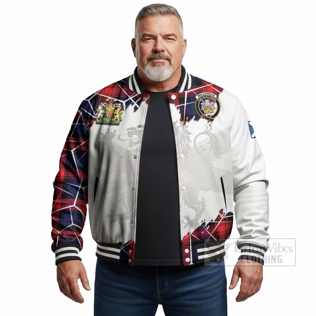 McLaughlin Tartan Baseball Jacket with Family Crest and Lion Rampant Grunge Style