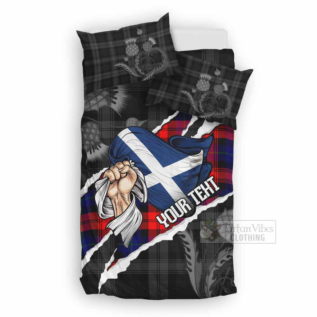 McLaughlin Tartan Bedding Set Hands with Scotland National Flags UK Bedding Set UK Double 79*79 inch - Tartan Vibes Clothing