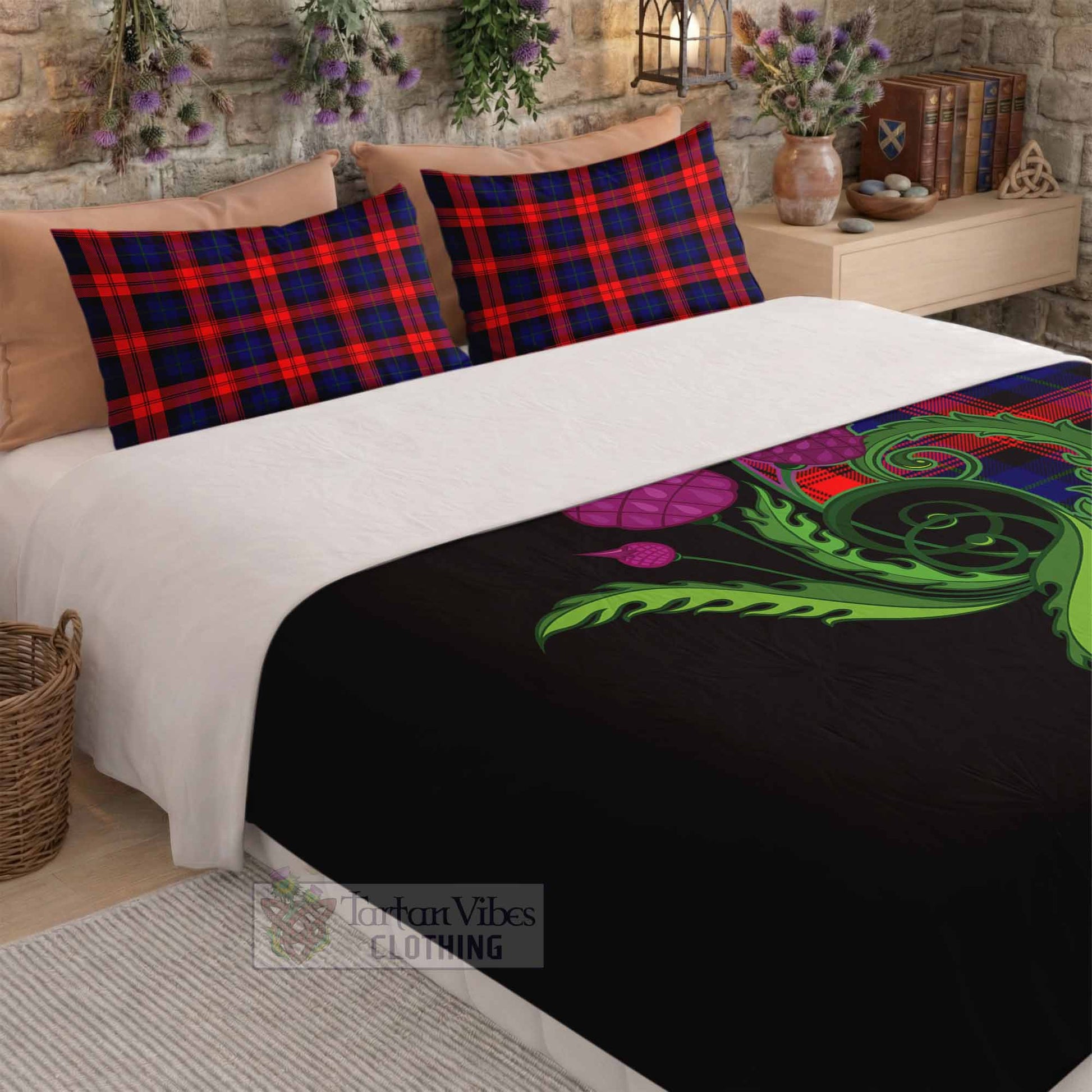 McLaughlin Tartan Bedding Set Traditional Scottish Thistle - Tartan Vibes Clothing