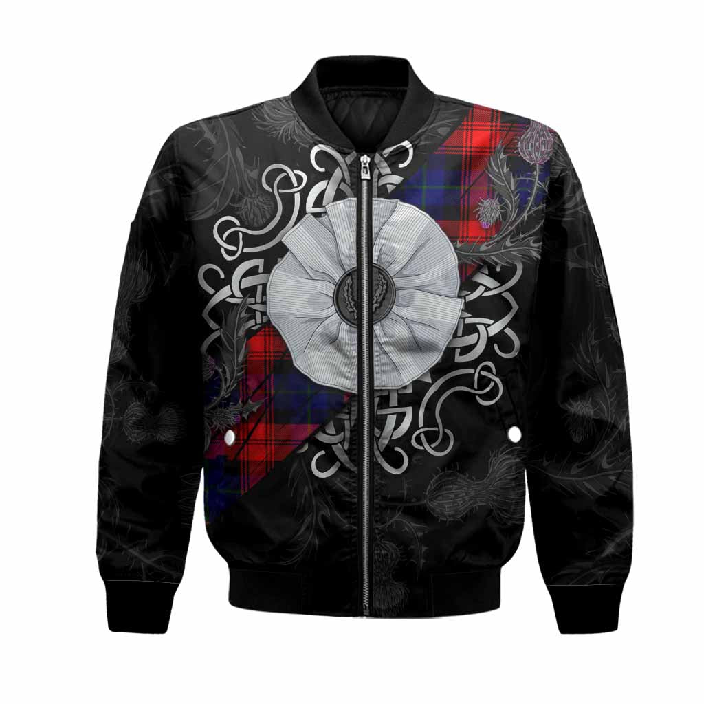 McLaughlin Tartan Bomber Jacket Jacobite White Rose Unisex Black - Tartan Vibes Clothing