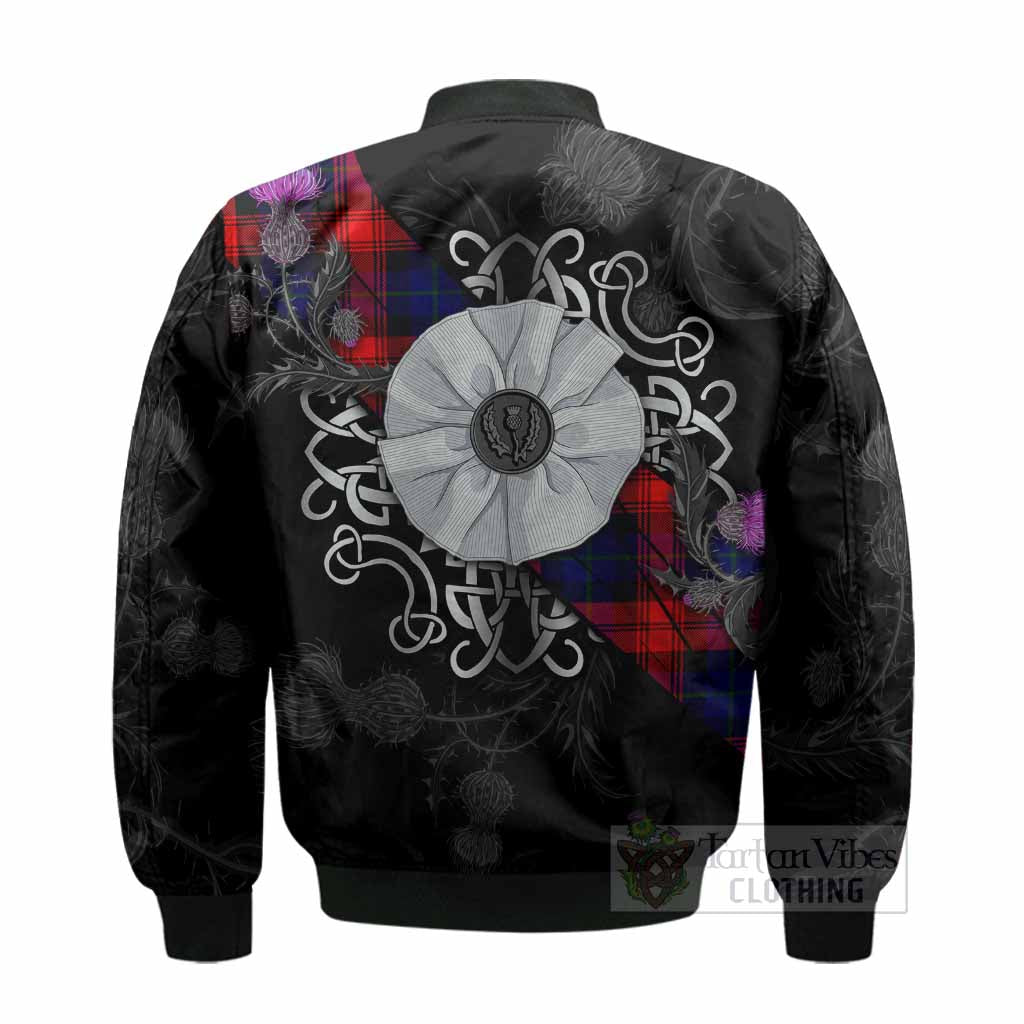 McLaughlin Tartan Bomber Jacket Jacobite White Rose - Tartan Vibes Clothing