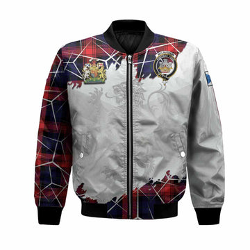 McLaughlin Tartan Bomber Jacket with Family Crest and Lion Rampant Grunge Style