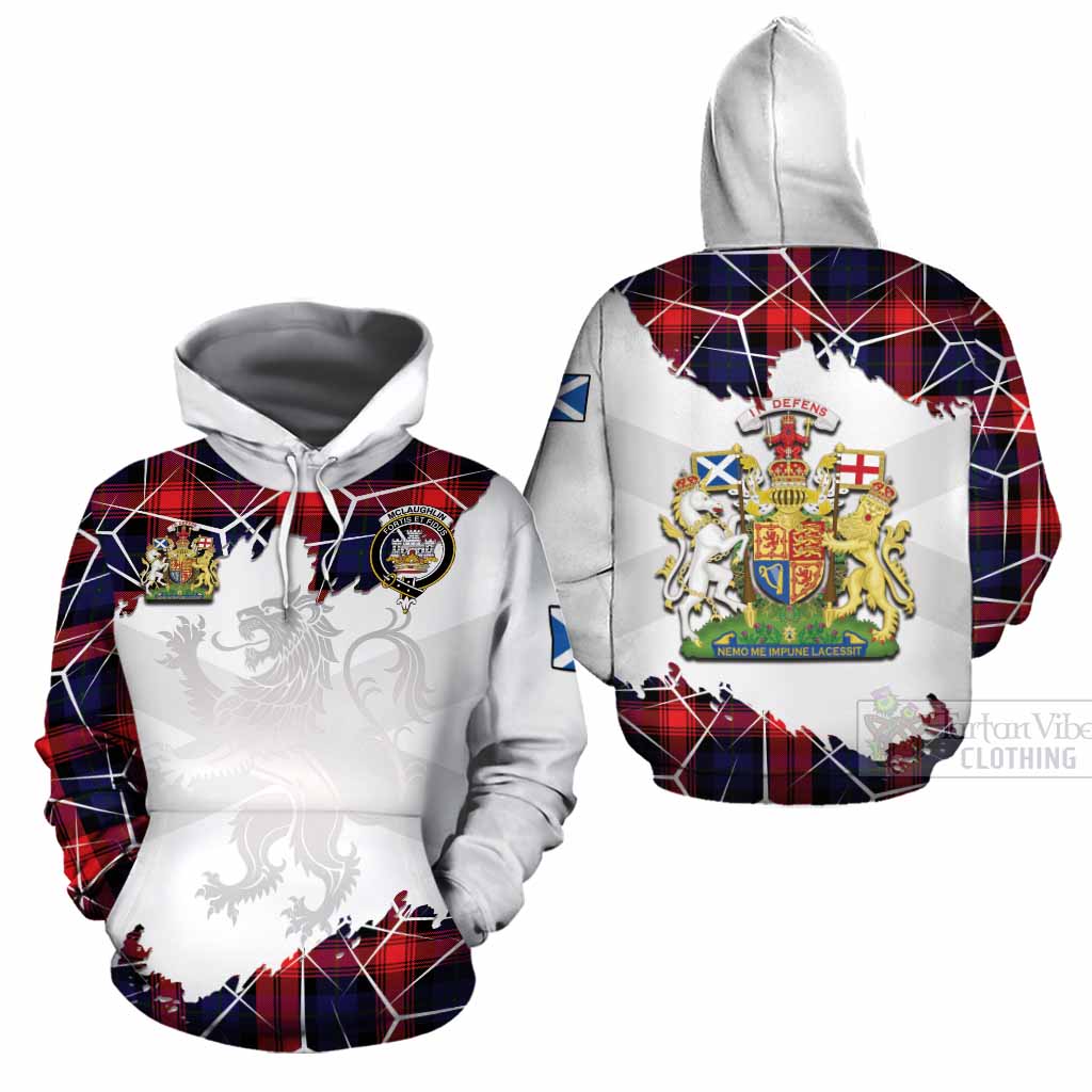 McLaughlin Tartan Cotton Hoodie with Family Crest and Lion Rampant Grunge Style