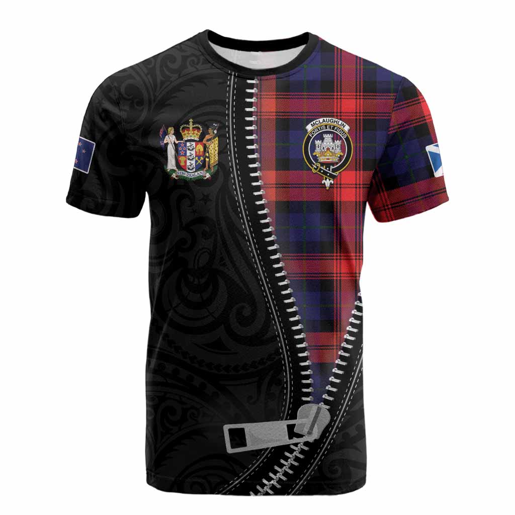 McLaughlin Tartan Cotton T-shirt New Zealand Pattern Unique Zipper Stylized