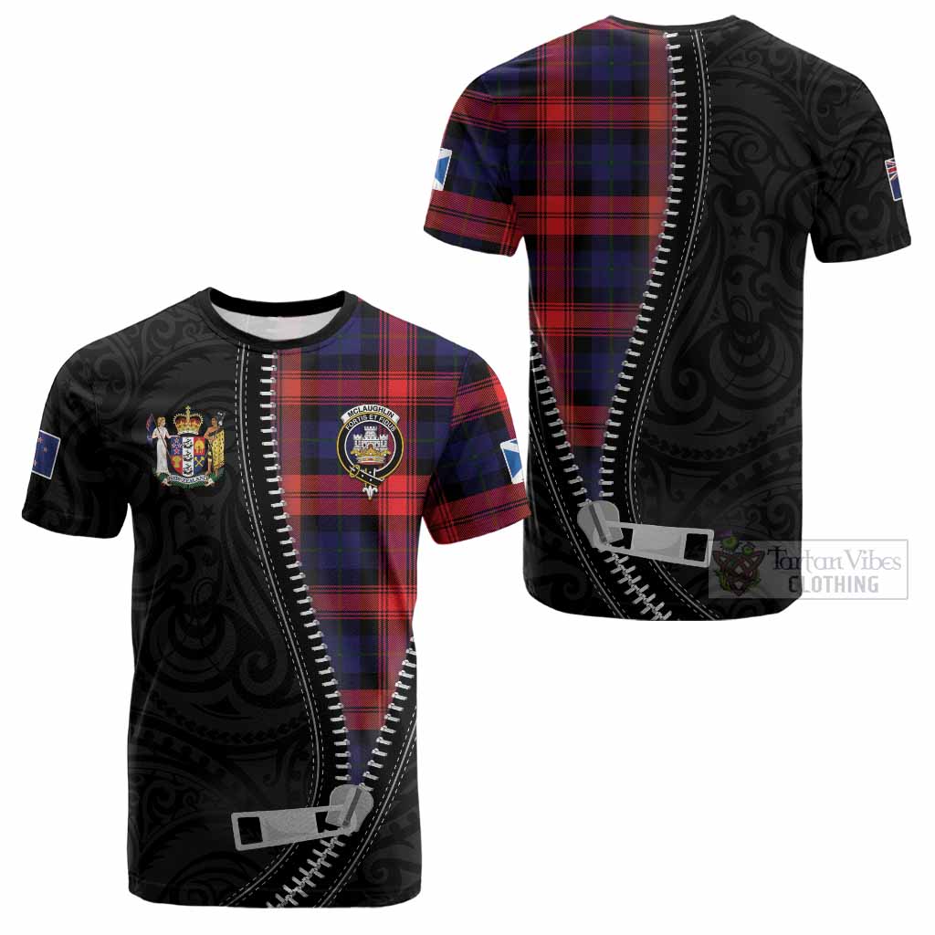 McLaughlin Tartan Cotton T-shirt New Zealand Pattern Unique Zipper Stylized