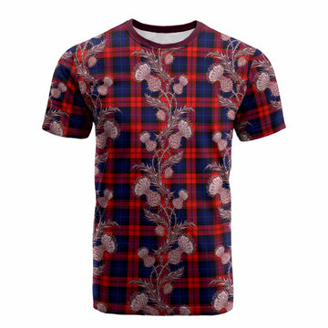 McLaughlin Tartan Cotton T-shirt Seamless Scottish Thistle Flowers