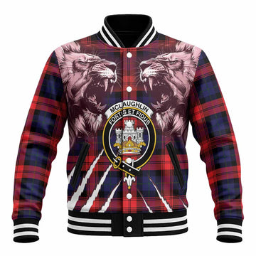 McLaughlin Tartan Crest Baseball Jacket Ferocious Lion Style