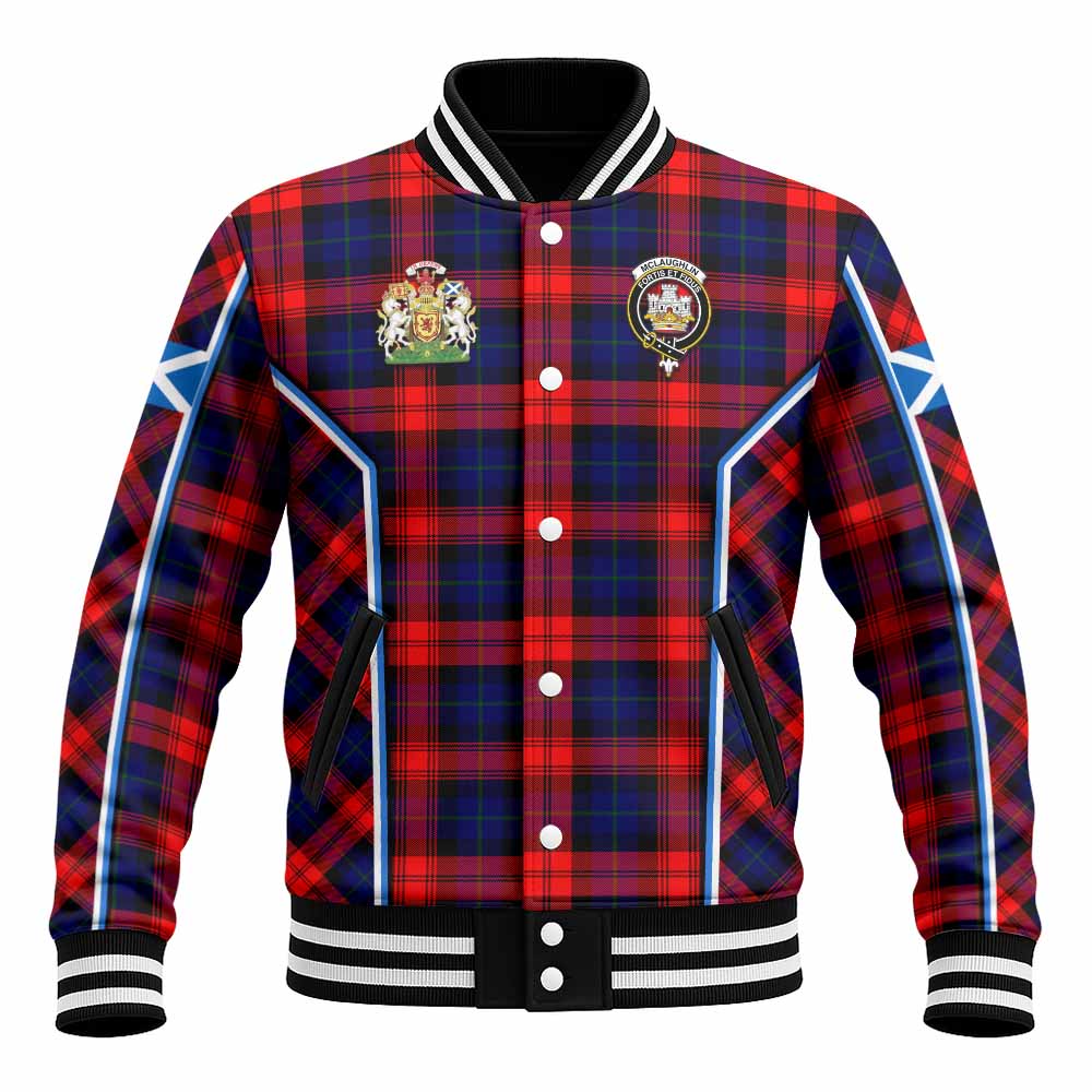 Mclaughlin Tartan Crest Baseball Jacket Scotland Coat of Arm Flag Style - Tartan Vibes Clothing