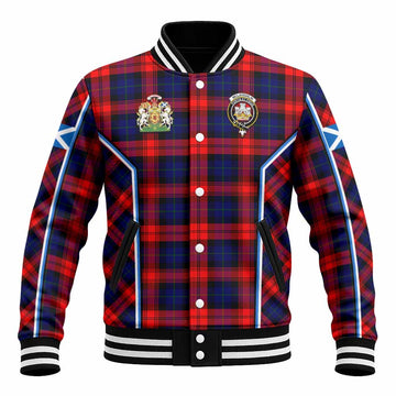 Mclaughlin Tartan Crest Baseball Jacket Scotland Coat of Arm Flag Style