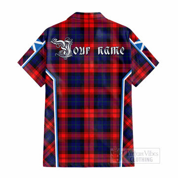 McLaughlin Tartan Crest Cotton Hawaiian Shirt Scotland Coat of Arm Flag Style