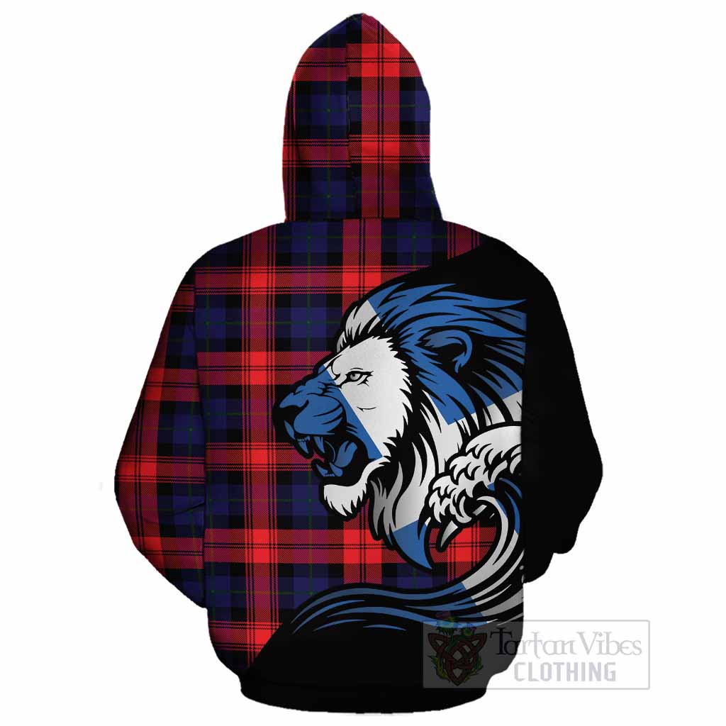 McLaughlin Tartan Crest Cotton Hoodie Scottish Golden Lions Wave Flow