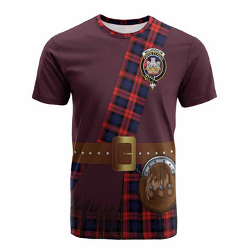McLaughlin Tartan Crest Cotton T-shirt Kilt Costume Style
