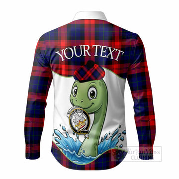 McLaughlin Tartan Crest Cute Nessie Long Sleeve Button Shirts Scottish Loch Ness Monster