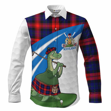 McLaughlin Tartan Crest Golf Nessie Long Sleeve Button Shirts Loch Ness Monster Sporty Style