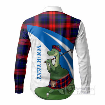 McLaughlin Tartan Crest Golf Nessie Long Sleeve Button Shirts Loch Ness Monster Sporty Style