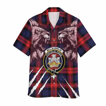McLaughlin Tartan Crest Hawaiian Shirt Ferocious Lion Style