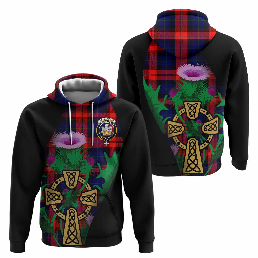 McLaughlin Tartan Crest Hoodie Celtic Cross Thistle Flowers