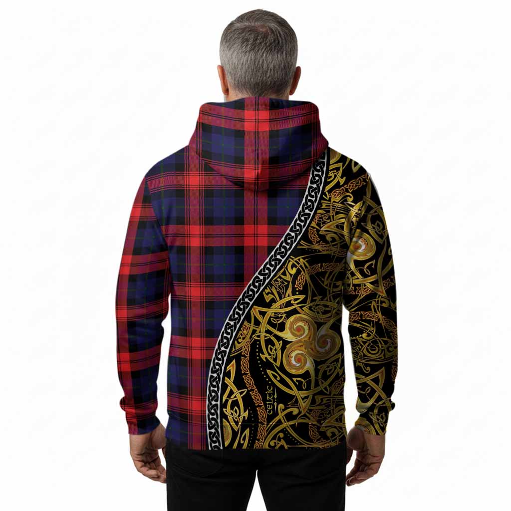 McLaughlin Tartan Crest Hoodie Celtic Knot and Triple Trickle Spiral Symbols