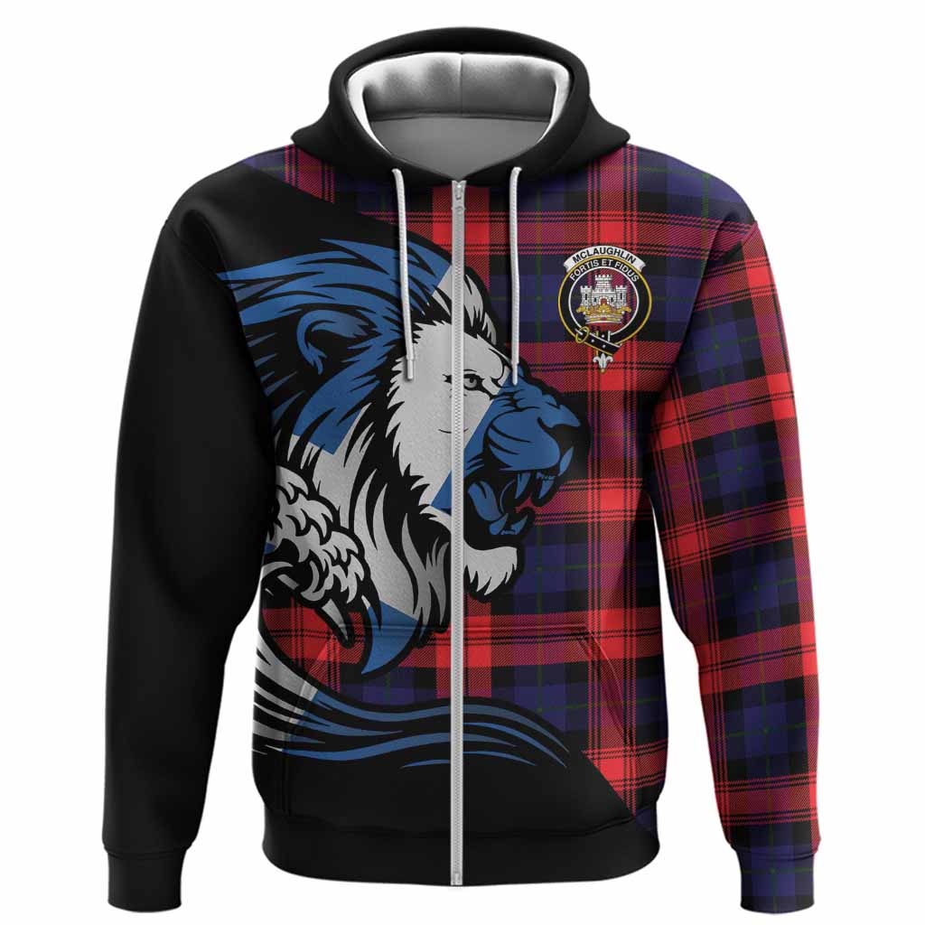 McLaughlin Tartan Crest Hoodie Scottish Golden Lions Wave Flow