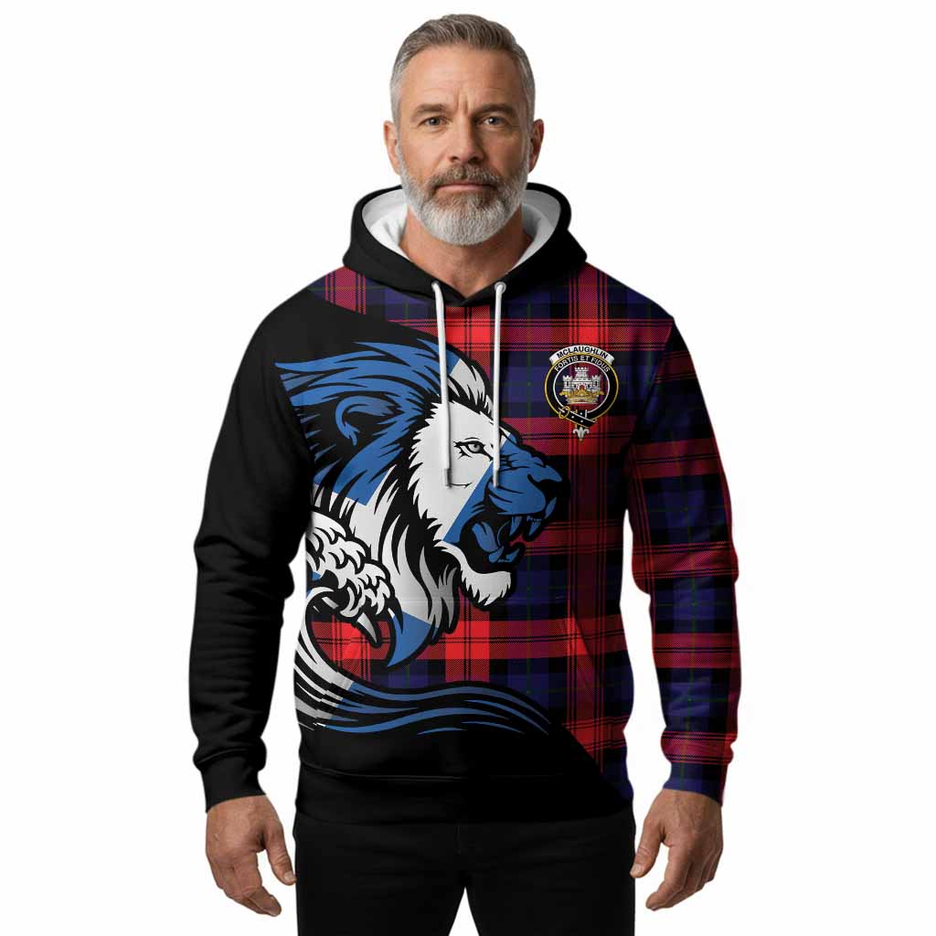 McLaughlin Tartan Crest Hoodie Scottish Golden Lions Wave Flow