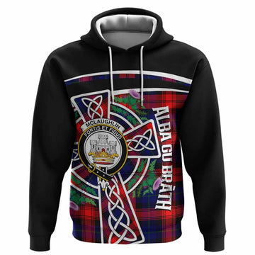 McLaughlin Tartan Crest Hoodie Scottish Thistle Celtic Cross Alba Gu Brath