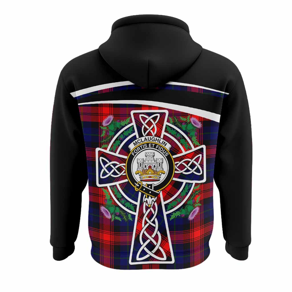 McLaughlin Tartan Crest Hoodie Scottish Thistle Celtic Cross Alba Gu Brath