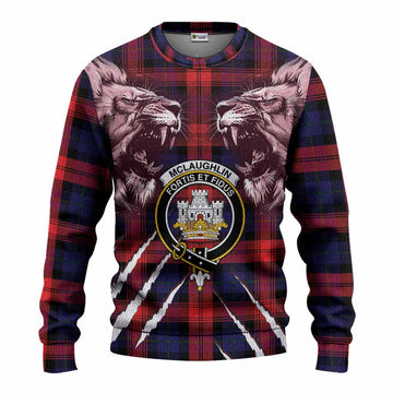 McLaughlin Tartan Crest Knitted Sweater Ferocious Lion Style