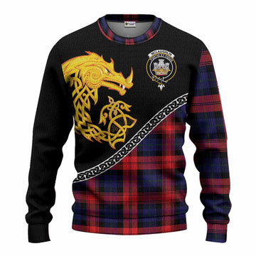 McLaughlin Tartan Crest Knitted Sweater Legendary Dragon Knot Half Style