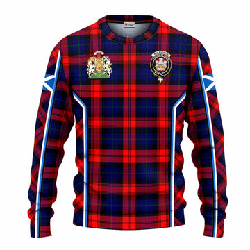 Mclaughlin Tartan Crest Knitted Sweater Scotland Coat of Arm Flag Style