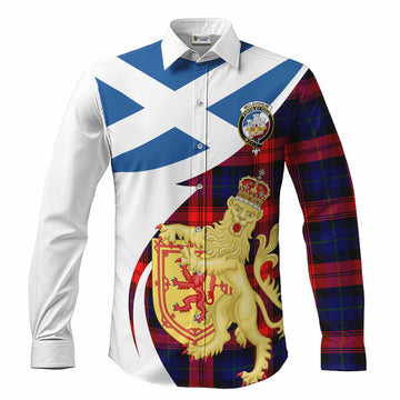 McLaughlin Tartan Crest Lion Rampant Long Sleeve Button Shirts Classic Scottish Style Men's Shirt S - Tartan Vibes Clothing