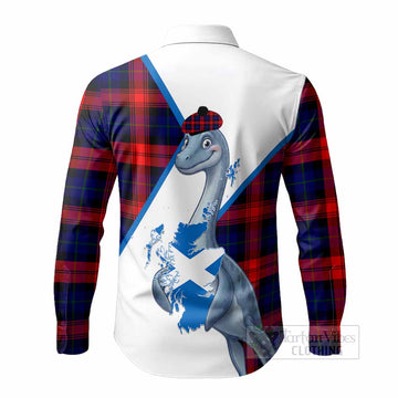McLaughlin Tartan Crest Loch Ness Monster Long Sleeve Button Shirts Nessie Scottish Map Tha Gradh Agam Air Alba